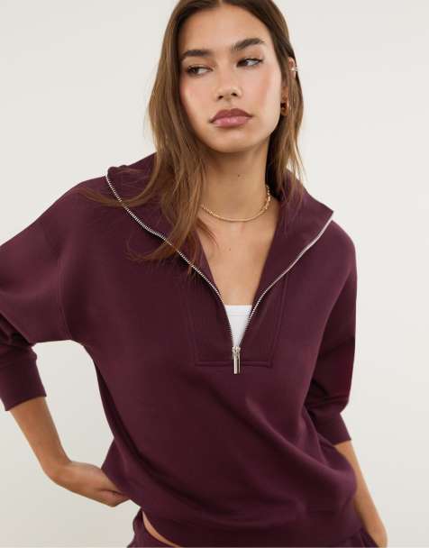 Stradivarius High-neck zip-up sweatshirt in purple - view 1