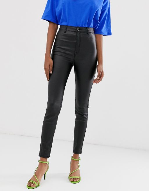 High waisted sale coated trousers