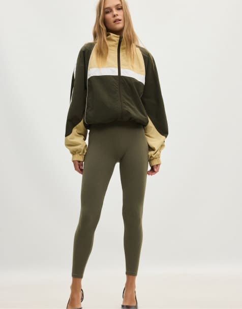 Stradivarius High-waist seamless leggings in khaki - view 1