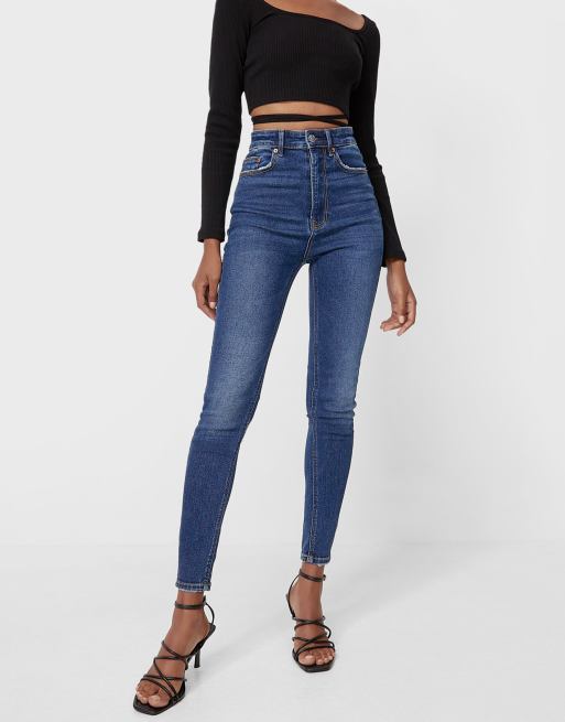 Stradivarius high waist skinny jean in dark wash | ASOS