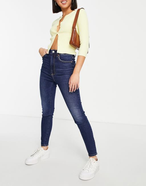 Stradivarius High Waist Skinny Jean In Dark Wash Asos