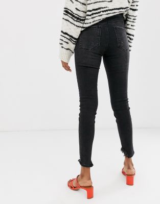 washed black high waisted skinny jeans