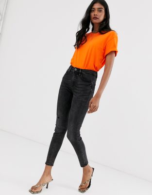 high waisted black washed jeans