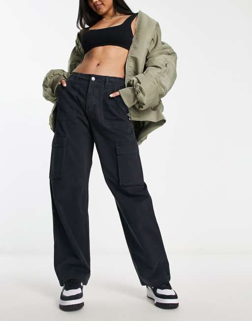 Black high on sale waisted cargo pants