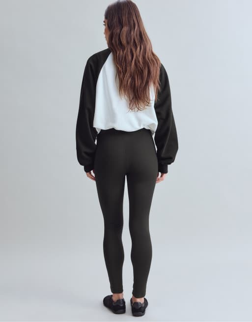 Stradivarius højtaljede leggings med piping i sort, 3 af 7