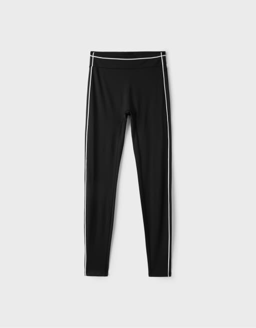Stradivarius højtaljede leggings med piping i sort, 6 af 7
