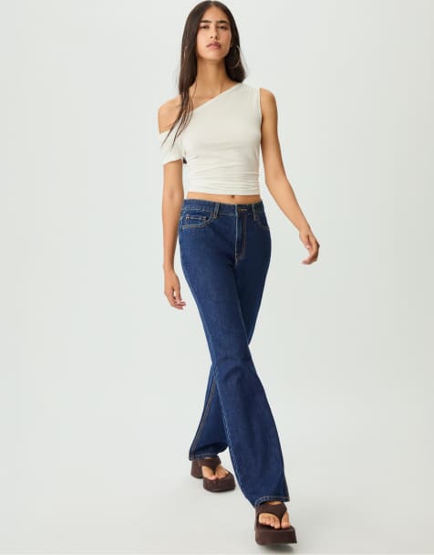 Stradivarius - Højtaljede og komfortable mørkeblå jeans med lige ben - view 1