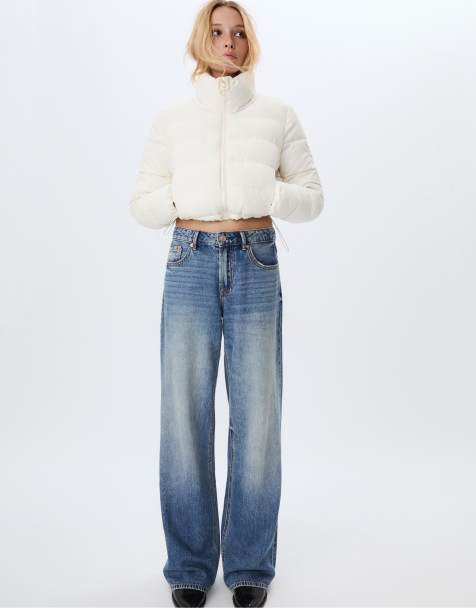 Stradivarius – Hochgeschlossene Pufferjacke in Ecru - view 1