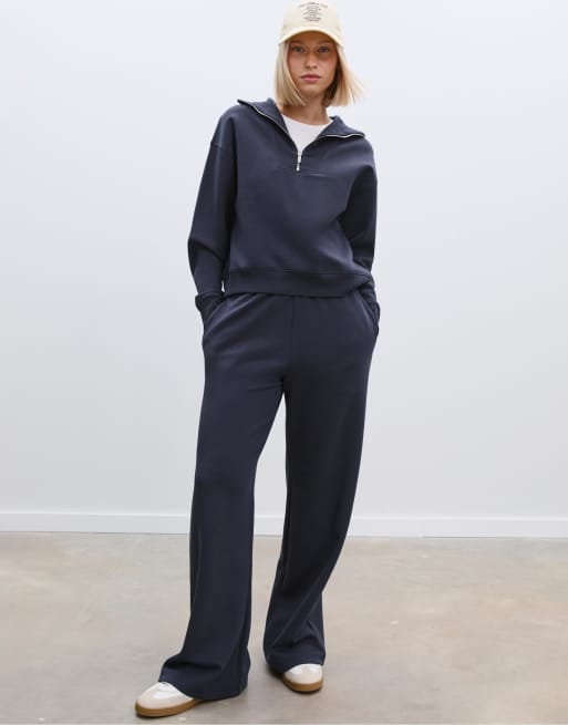 Stradivarius – Hochgeschlossenes Sweatshirt in Dunkelblau mit Reißverschluss, 4 von 4