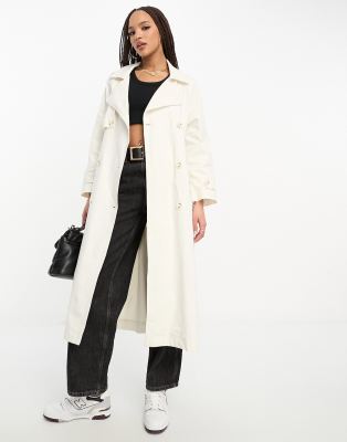 Stradivarius - Hochwertiger Oversize-Trenchcoat in Ecru-Weiß