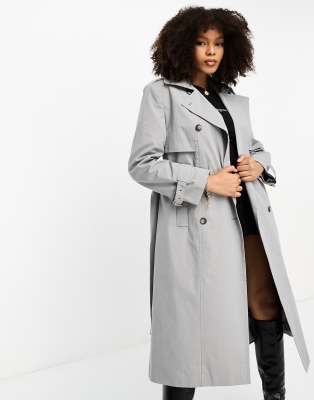 Stradivarius - Hochwertiger Oversize-Trenchcoat in Grau