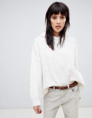 hooded knitted jumper
