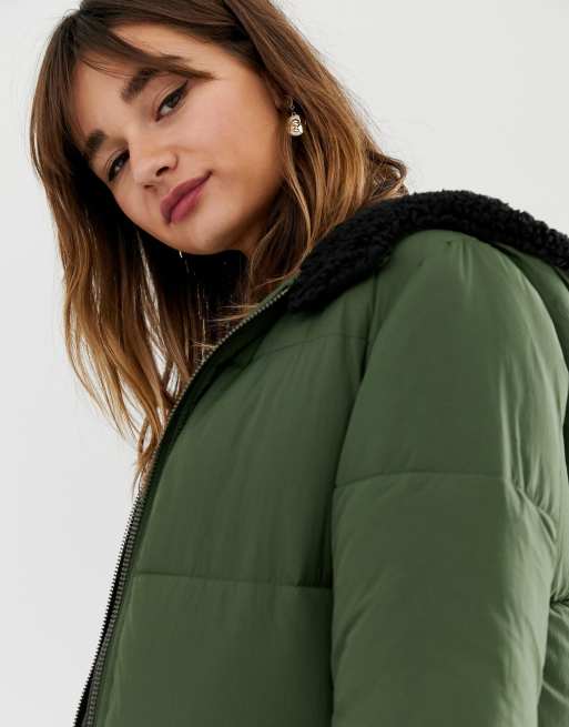 Stone maxi hooded store puffer