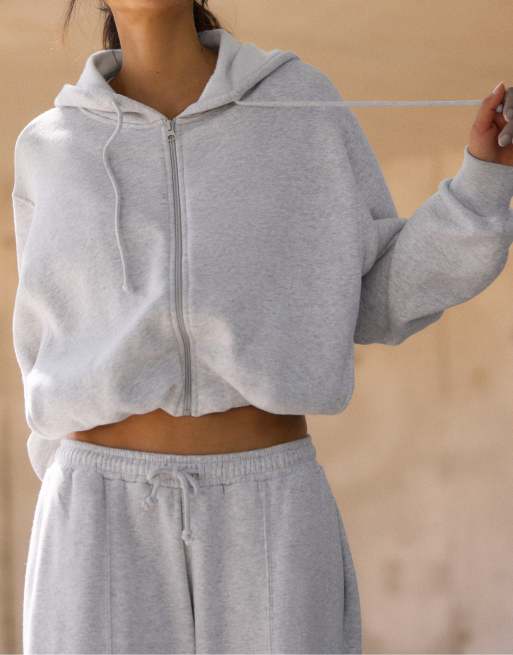 Stradivarius hoodie à épaules rembourrées gris chiné, 4 de 6