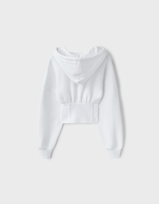 Stradivarius hoodie i korsettstil i naturvit, 7 av 7