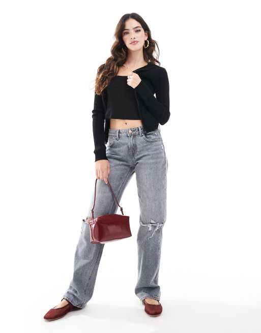 Stradivarius - Hoodie met dubbele rits in zwart, 3 van 4
