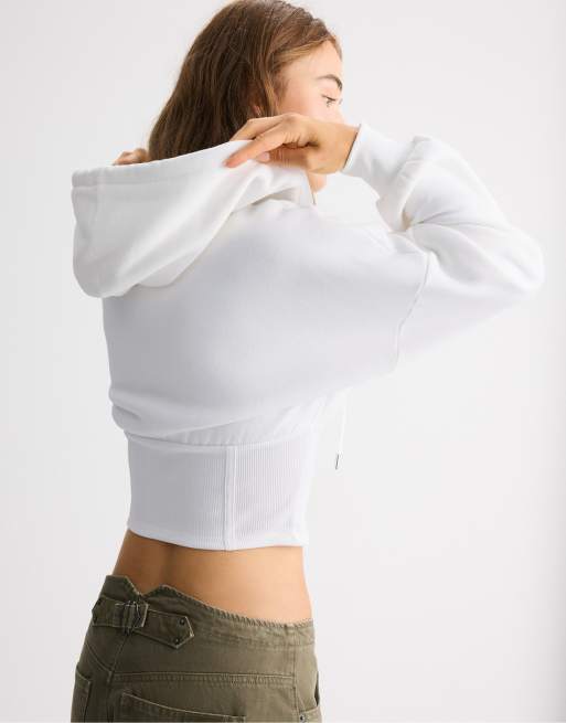 Stradivarius hoodie style corset en blanc écru, 3 de 7