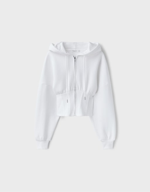 Stradivarius hoodie style corset en blanc écru, 6 de 7