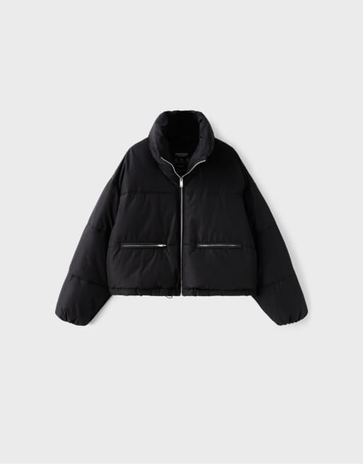 Stradivarius hoogsluitend cropped jack in zwart, 6 van 7
