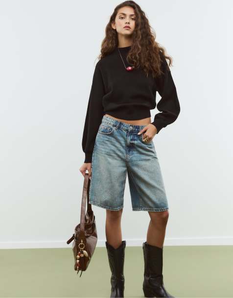 Stradivarius - Hoogsluitende gebreide sweater in zwart - view 1