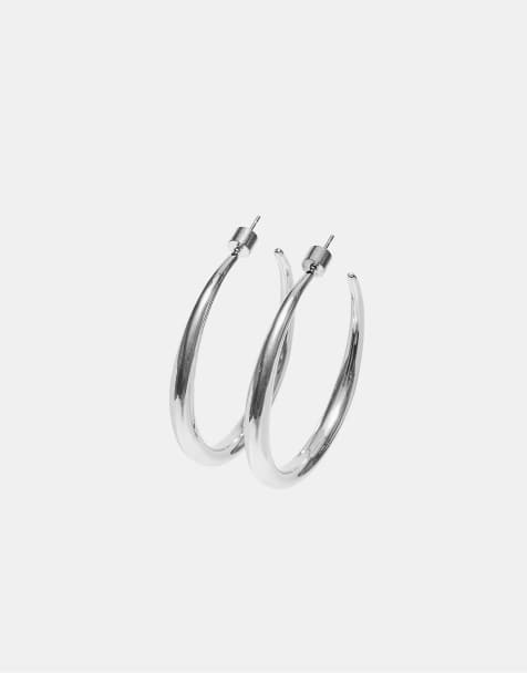 Stradivarius Hoop earrings in grey - view 1
