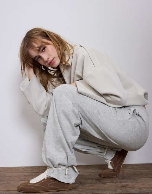 Stradivarius – Hose in Grau meliert mit weitem Bein, 2 von 4