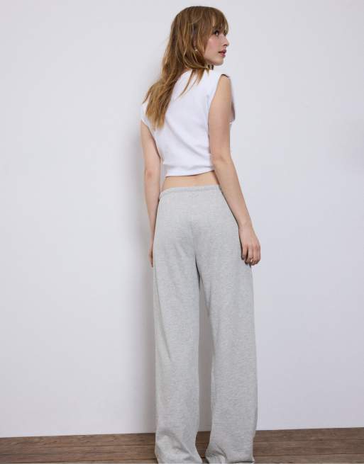 Stradivarius – Hose in Grau meliert mit weitem Bein, 3 von 4