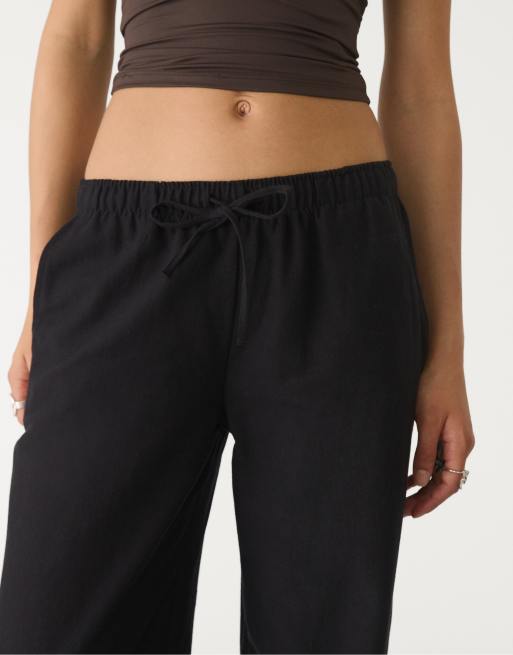 Stradivarius – Hose in Schwarz mit Kordelzug, 3 von 4