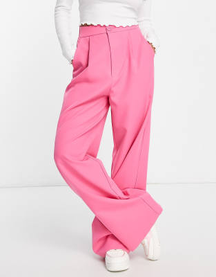 Stradivarius - Hose mit weitem Bein in Hot Pink-Rosa