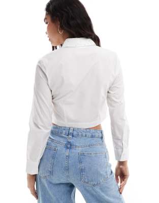 Cropped tie-detail shirt