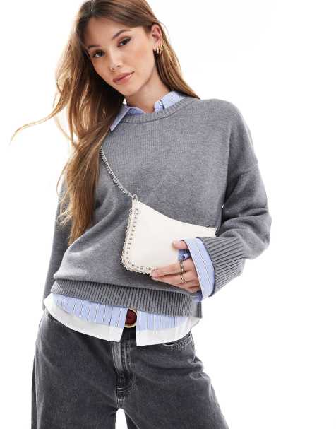 Stradivarius - Hvid crossbody-minitaske med perler - view 1