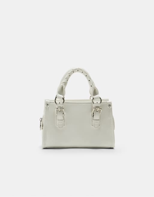 Stradivarius - Hvid crossbody-taske med flettet hank, 4 af 4