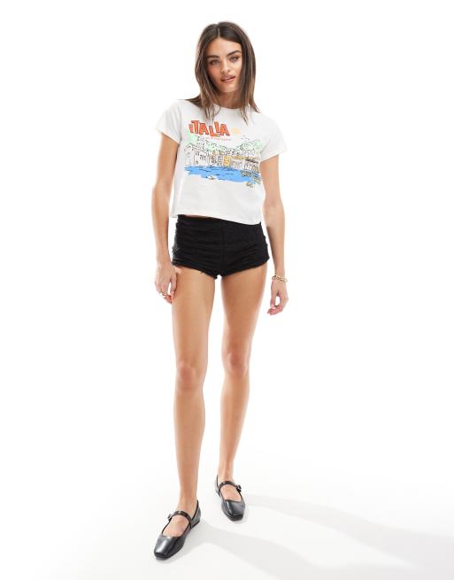 Stradivarius - Hvid T-shirt med 'Italia'-grafik, 4 af 4