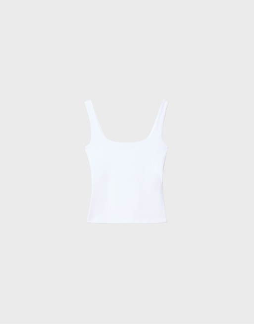 Stradivarius - Hvid tanktop med firkantet hals, 5 af 6