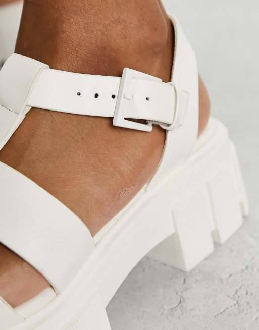 Stradivarius - Hvide chunky sandaler med flere stropper, 4 af 4