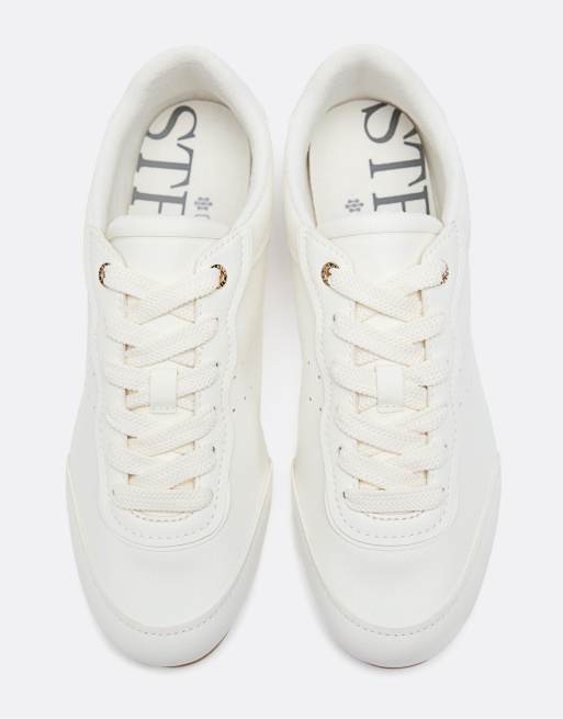 Stradivarius - Hvide sneakers med tynd sål, 4 af 4