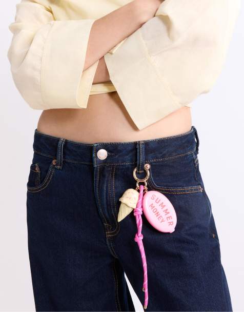 Stradivarius Ice cream charm key ring in pink - view 1