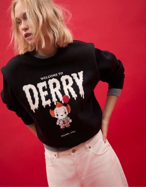 Stradivarius – It – Svart sweatshirt med axelvaddar - view 1