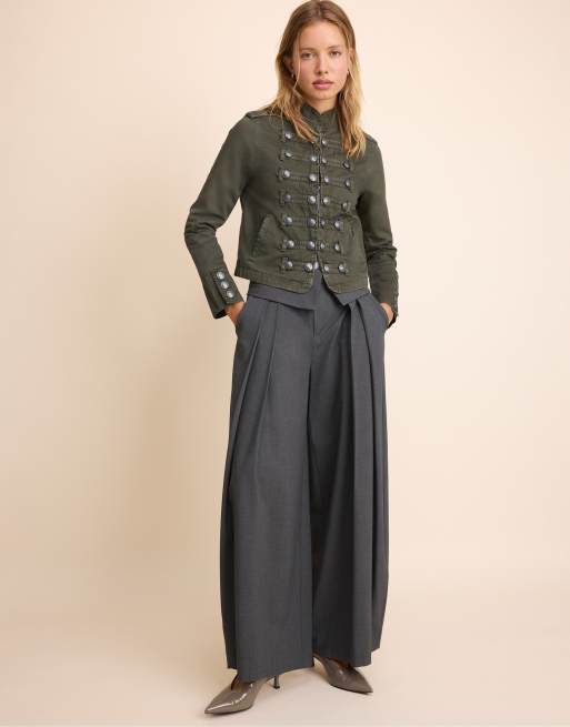 Stradivarius jack met knopen in kaki, 5 van 7