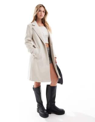 Stradivarius - Jacke in ecru Wolloptik-Neutral