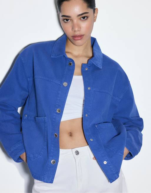 Stradivarius – Jacke in leuchtendem Blau mit aufgesetzten Taschen, 2 von 7