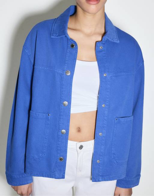 Stradivarius – Jacke in leuchtendem Blau mit aufgesetzten Taschen, 4 von 7