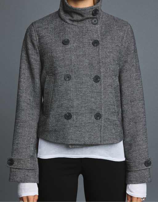 Stradivarius Jacke mit hohem Kragen aus Wollmix in Dunkelgrau, 4 von 7