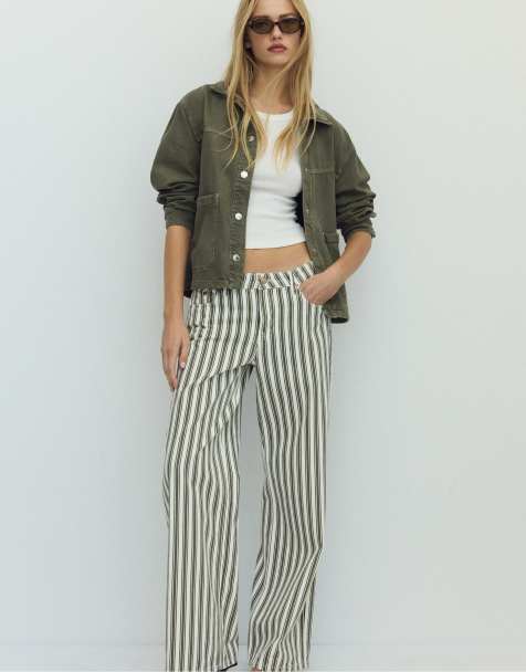 Stradivarius Jacket with patch pockets in khaki - view 1