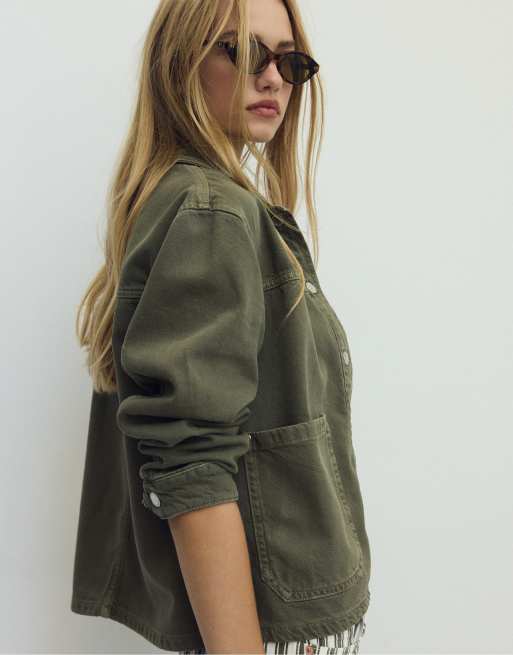 Stradivarius Jacket with patch pockets in khaki, 2 of 7