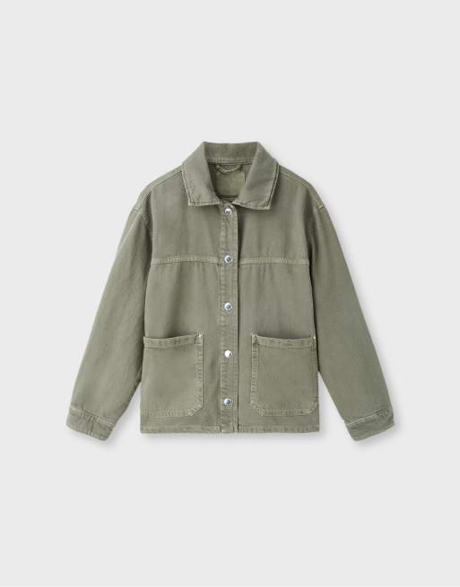 Stradivarius Jacket with patch pockets in khaki, 6 of 7