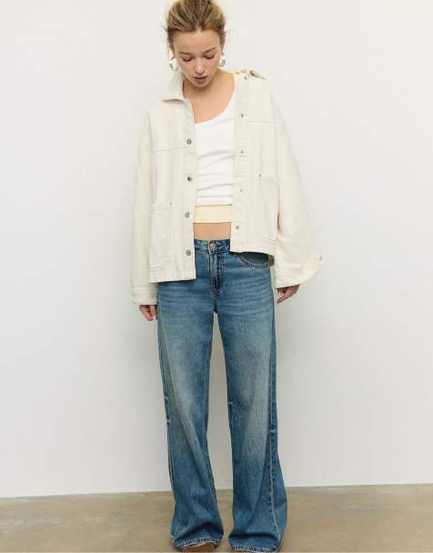 Stradivarius Jacket with patch pockets in vanilla - view 1