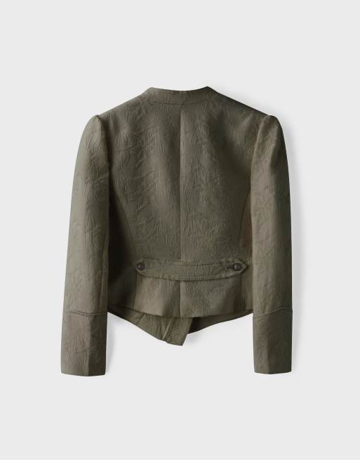 Stradivarius jacquard-blazer i khaki, 7 af 7