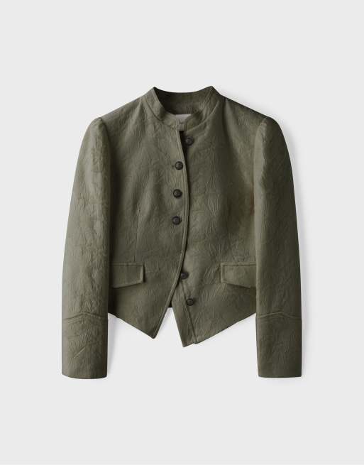 Stradivarius Jacquard-Blazer in Khaki, 6 von 7