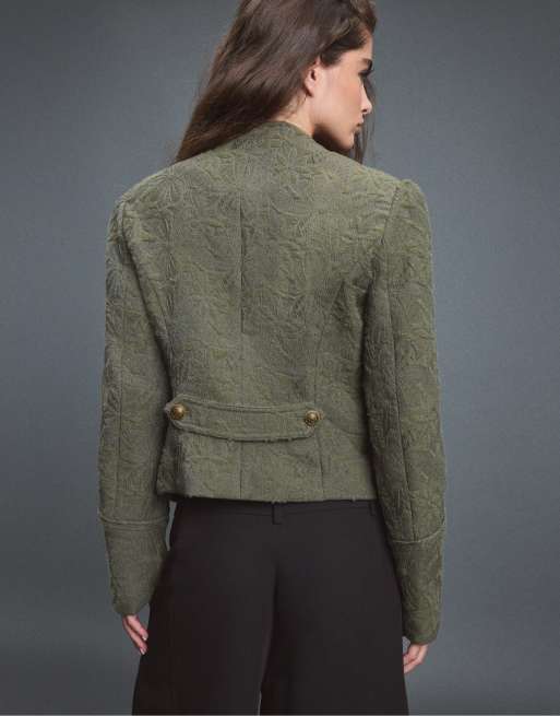 Stradivarius jacquardkavaj i khaki, 3 av 7